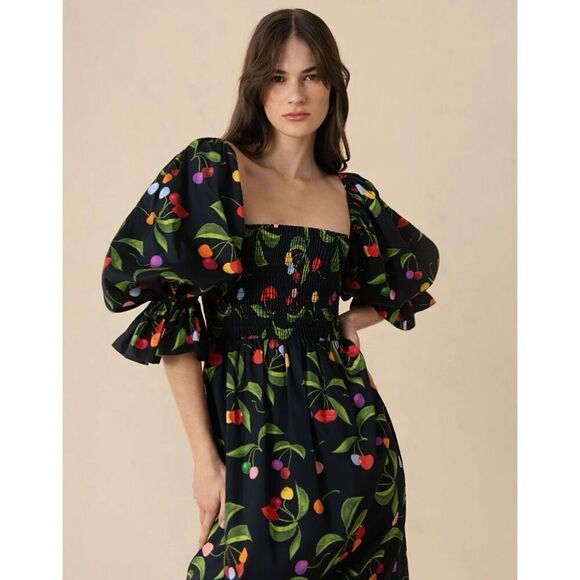 BORGO DE NOR VIONA COTTON MIDI DRESS - CHERRY BLACK - Picture 2 of 15